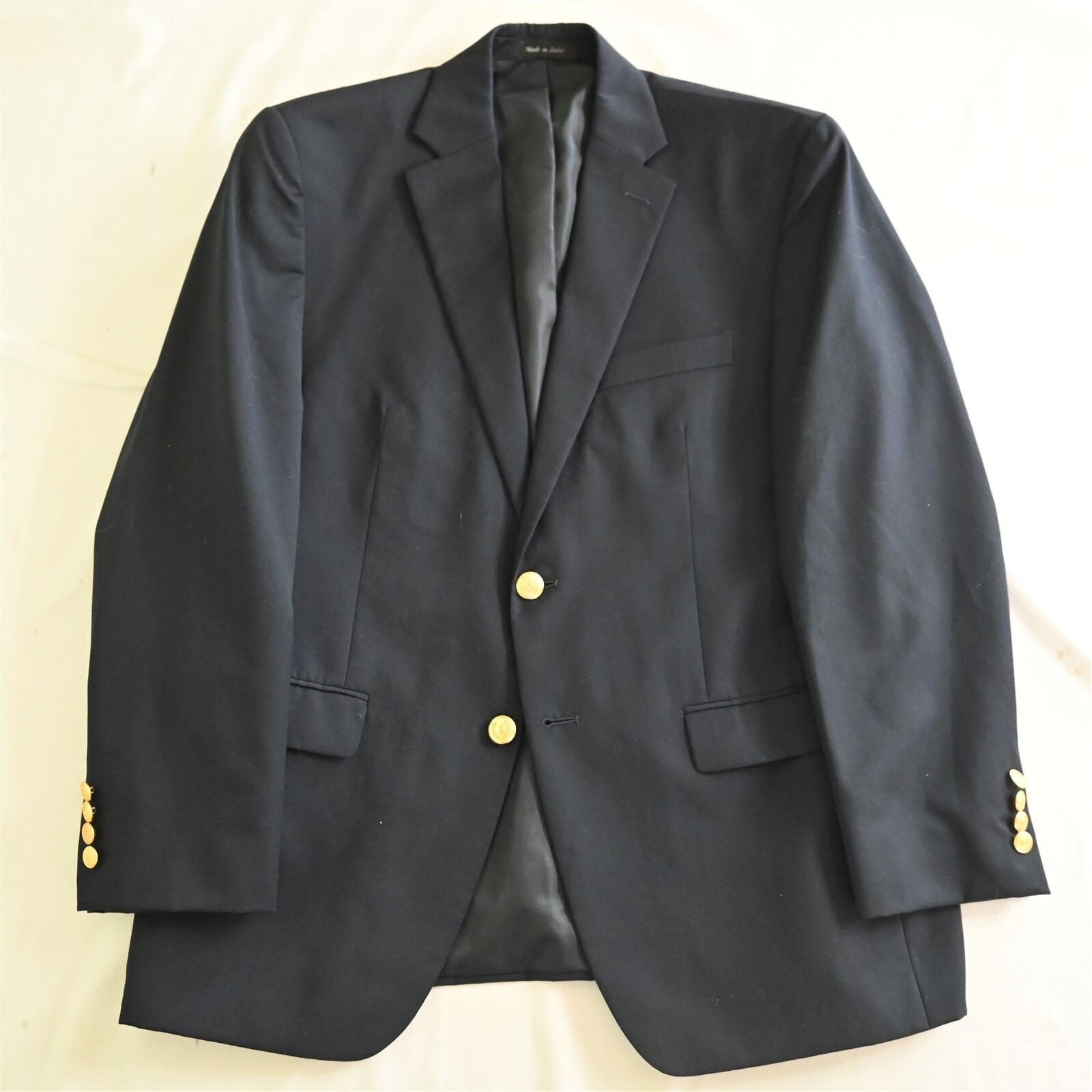 Chaps Ralph Lauren 40s Navy Blue Gold Button Mens Blazer Jacket Sport Coat